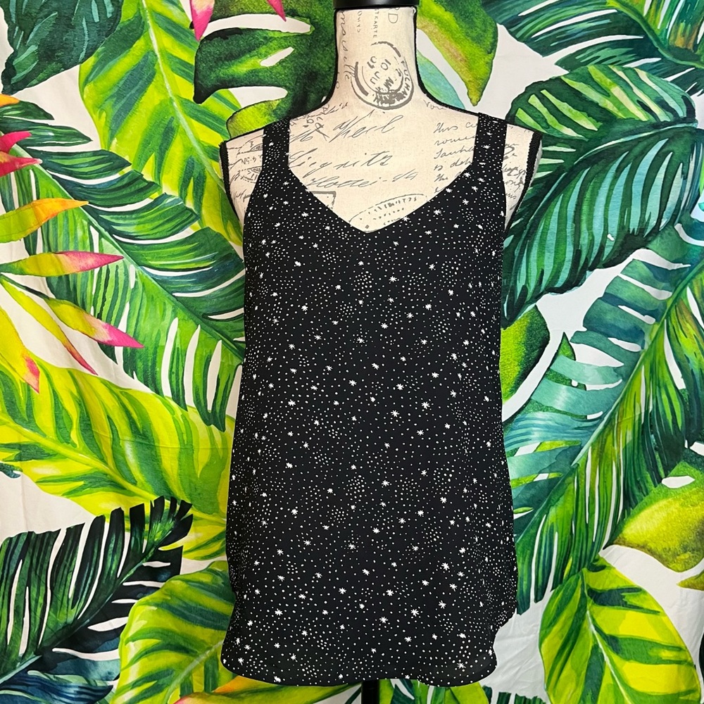 LOFT XS Black White Starburst Night Sky Office Teacher Church Tank Top